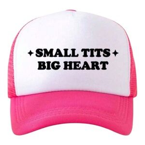 🐰🪷 “Small T!ts Big Heart” Pink & White Trucker Hat